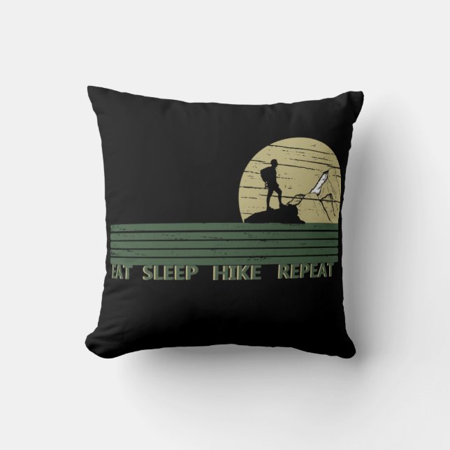 eat sleep hike repeat hiking wild cushion (Front)