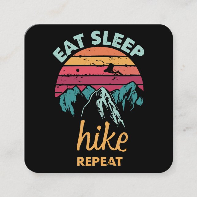 Eat, Sleep, Hike, Repeat Square Business Card (Front)