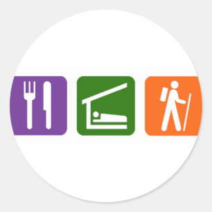 Eat Sleep Hiking Classic Round Sticker