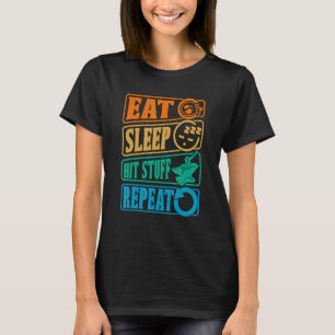 Eat Sleep Hit Stuff Repeat Retro Blacksmith Anvil T-Shirt