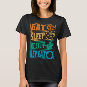 Eat Sleep Hit Stuff Repeat Retro Blacksmith Anvil  T-Shirt