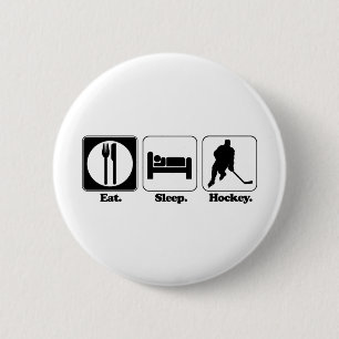 eat sleep hockey 6 cm round badge