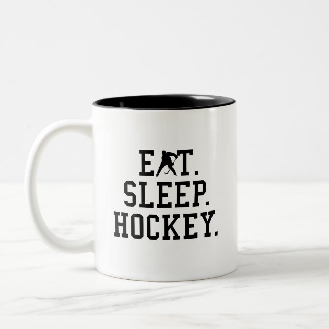 Eat Sleep Hockey - Hockey Lovers         Two-Tone Coffee Mug (Left)