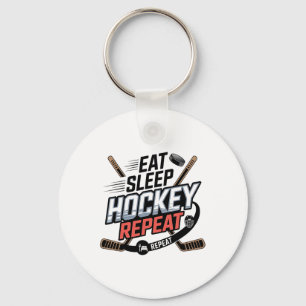 Eat Sleep Hockey Repeat (2) Key Ring