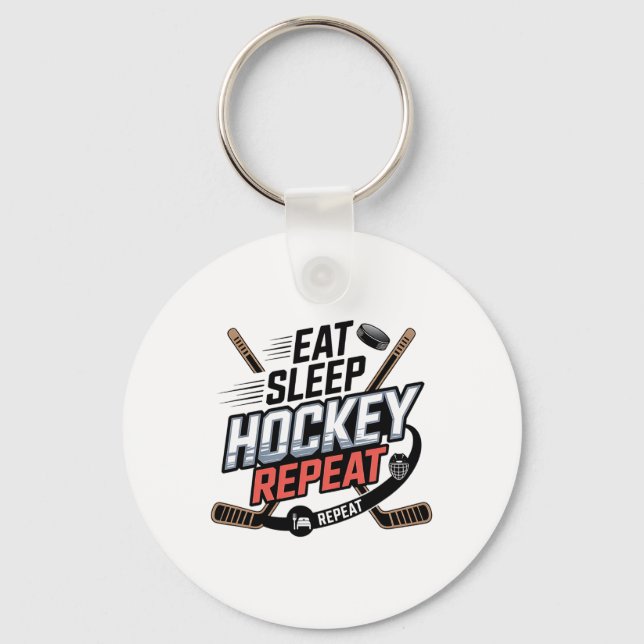 Eat Sleep Hockey Repeat (2)  Key Ring (Front)