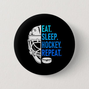 Eat Sleep Hockey Repeat Athletes' Enthusiasts Wint 6 Cm Round Badge