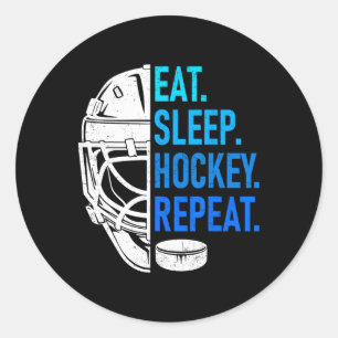 Eat Sleep Hockey Repeat Athletes' Enthusiasts Wint Classic Round Sticker
