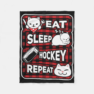 Eat Sleep Hockey Repeat Boys Girls Kids Hockey Lov Fleece Blanket