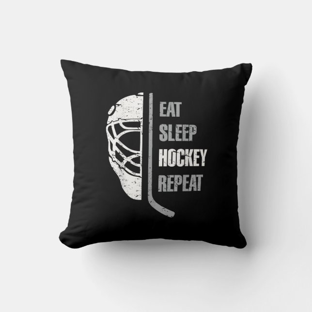 Eat Sleep Hockey Repeat Christmas For Kids Teen Ad Cushion (Front)
