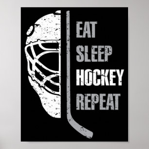 Eat Sleep Hockey Repeat Christmas For Kids Teen Ad Poster