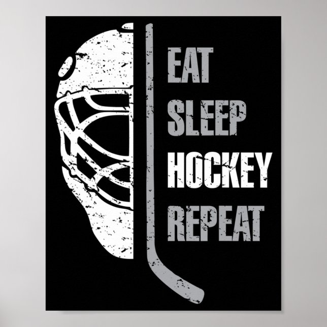 Eat Sleep Hockey Repeat Christmas For Kids Teen Ad Poster (Front)