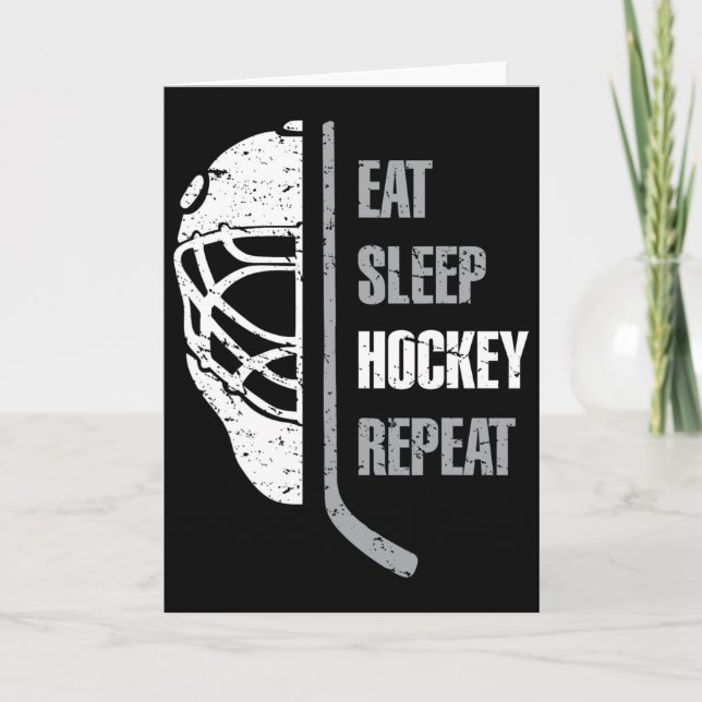 Eat Sleep Hockey Repeat Christmas For Teen Adult H Card (Front)