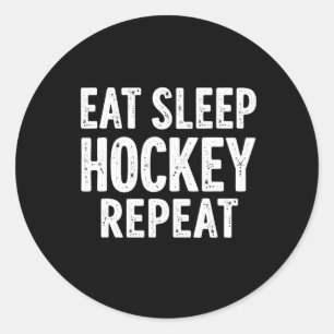 Eat Sleep Hockey Repeat Festive Winter Sports Fun Classic Round Sticker