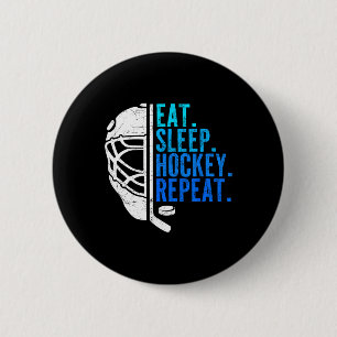 Eat Sleep Hockey Repeat Funny Boys Hockey Player 6 Cm Round Badge