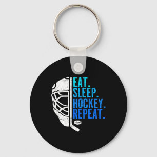 Eat Sleep Hockey Repeat Funny Boys Hockey Player Key Ring