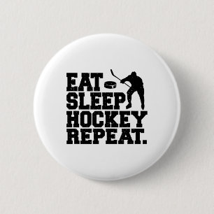 Eat Sleep Hockey Repeat - Funny Hockey 6 Cm Round Badge