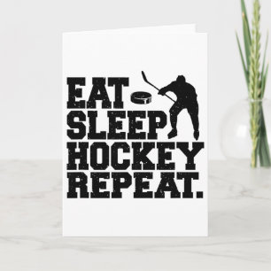 Eat Sleep Hockey Repeat - Funny Hockey Card