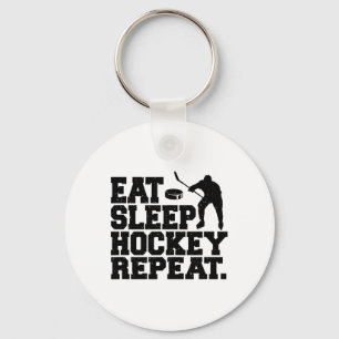 Eat Sleep Hockey Repeat - Funny Hockey Key Ring