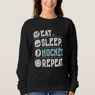 Eat Sleep Hockey Repeat Funny Hockey Retro Vintage Sweatshirt