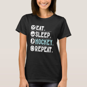 Eat Sleep Hockey Repeat Funny Hockey Retro Vintage T-Shirt