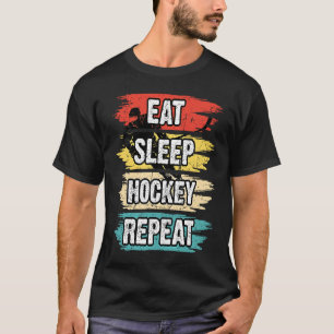 Eat Sleep Hockey Repeat Funny Ice Hockey Frisbee L T-Shirt