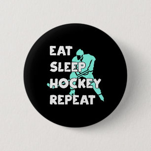 Eat Sleep Hockey Repeat Funny Ice Hockey Player Gi 6 Cm Round Badge