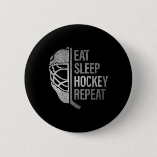 Eat Sleep Hockey Repeat Funny Ice Hockey Players L 6 Cm Round Badge