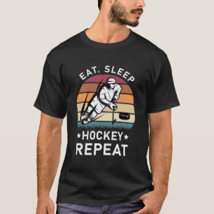 Eat Sleep Hockey Repeat Funny Ice Hockey T-Shirt