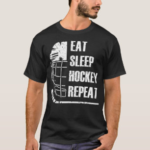 Eat Sleep Hockey Repeat Funny Mask Stick Ice Hokey T-Shirt