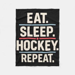 Eat Sleep Hockey Repeat Funny Player Fan Quote Fleece Blanket
