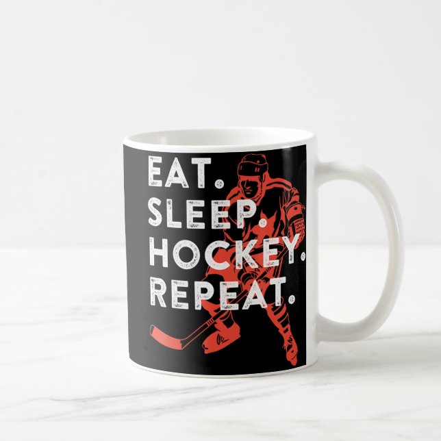 Eat Sleep Hockey Repeat Gift Coffee Mug (Right)