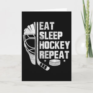 Eat Sleep Hockey Repeat Goalie Helmet Stick Ice Ho Card