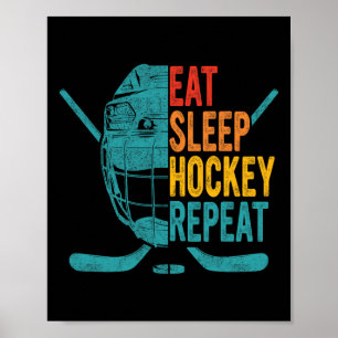 Eat Sleep Hockey Repeat Hockey Fun Ice Hockey  Poster