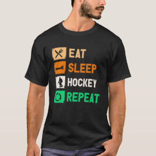 Eat Sleep Hockey Repeat Hockey Funny Ice Hockey ki T-Shirt