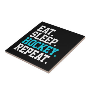Eat Sleep Hockey Repeat -Hockey Lovers Ceramic Tile