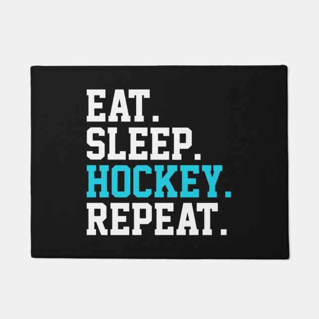 Eat Sleep Hockey Repeat -Hockey Lovers    Doormat (Front)