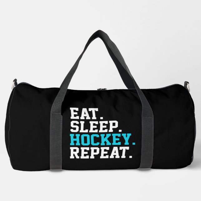 Eat Sleep Hockey Repeat -Hockey Lovers   Duffle Bag (Front)