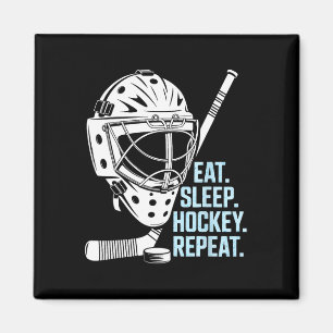 Eat Sleep Hockey Repeat Hockey Mask Stick Sports F Magnet