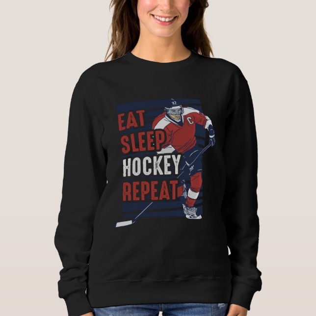 Eat Sleep Hockey Repeat  Hockey Player  for Boys Sweatshirt (Front)