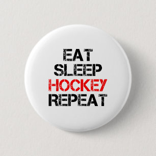 Eat Sleep Hockey Repeat Ice Field Skating Canada 6 Cm Round Badge