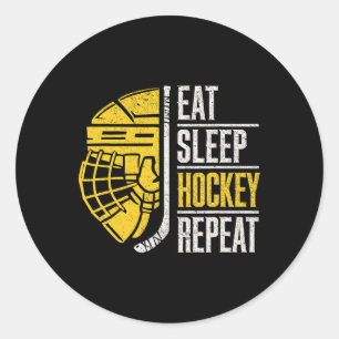 Eat Sleep Hockey Repeat Ice Hockey For Men Classic Round Sticker