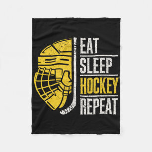 Eat Sleep Hockey Repeat Ice Hockey For Men Fleece Blanket