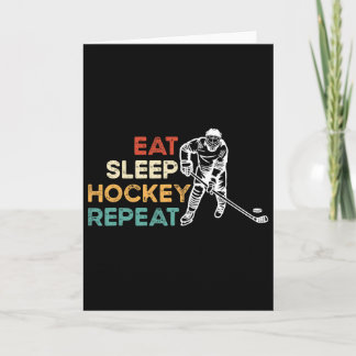 Eat Sleep Hockey Repeat Ice Hockey Lover Youth Pla Card