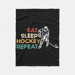 Eat Sleep Hockey Repeat Ice Hockey Lover Youth Pla Fleece Blanket