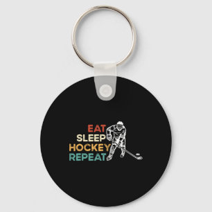Eat Sleep Hockey Repeat Ice Hockey Lover Youth Pla Key Ring