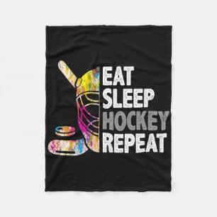 Eat Sleep Hockey Repeat Ice Hockey Lovers Kids You Fleece Blanket