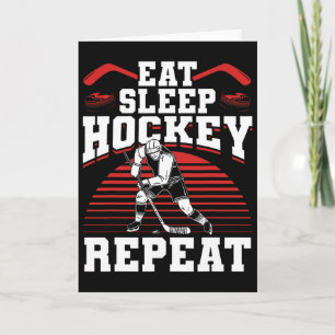 Eat Sleep Hockey Repeat Ice Hockey Player Gift Fun Card