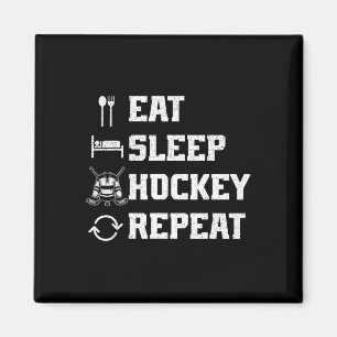Eat Sleep Hockey Repeat Ice Hockey Player Puck Ice Magnet