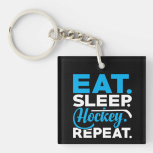 Eat Sleep Hockey Repeat Key Ring