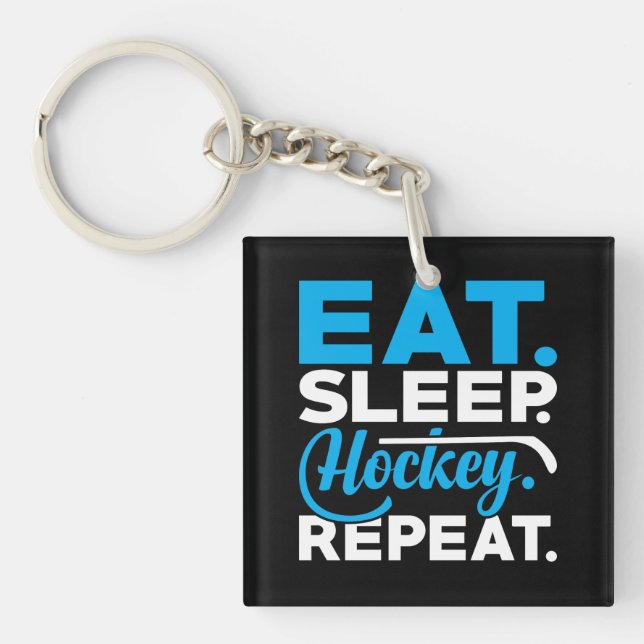 Eat Sleep Hockey Repeat Key Ring (Front)